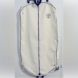 Hermes White Garment Bag with Blue Trim